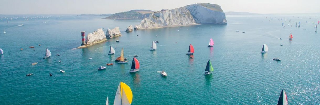 Sailing boats around the Needles, Isle of Wight